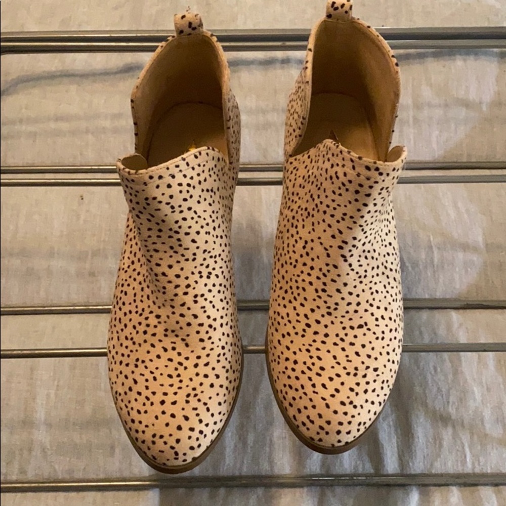 Spotted animal print ankle booties